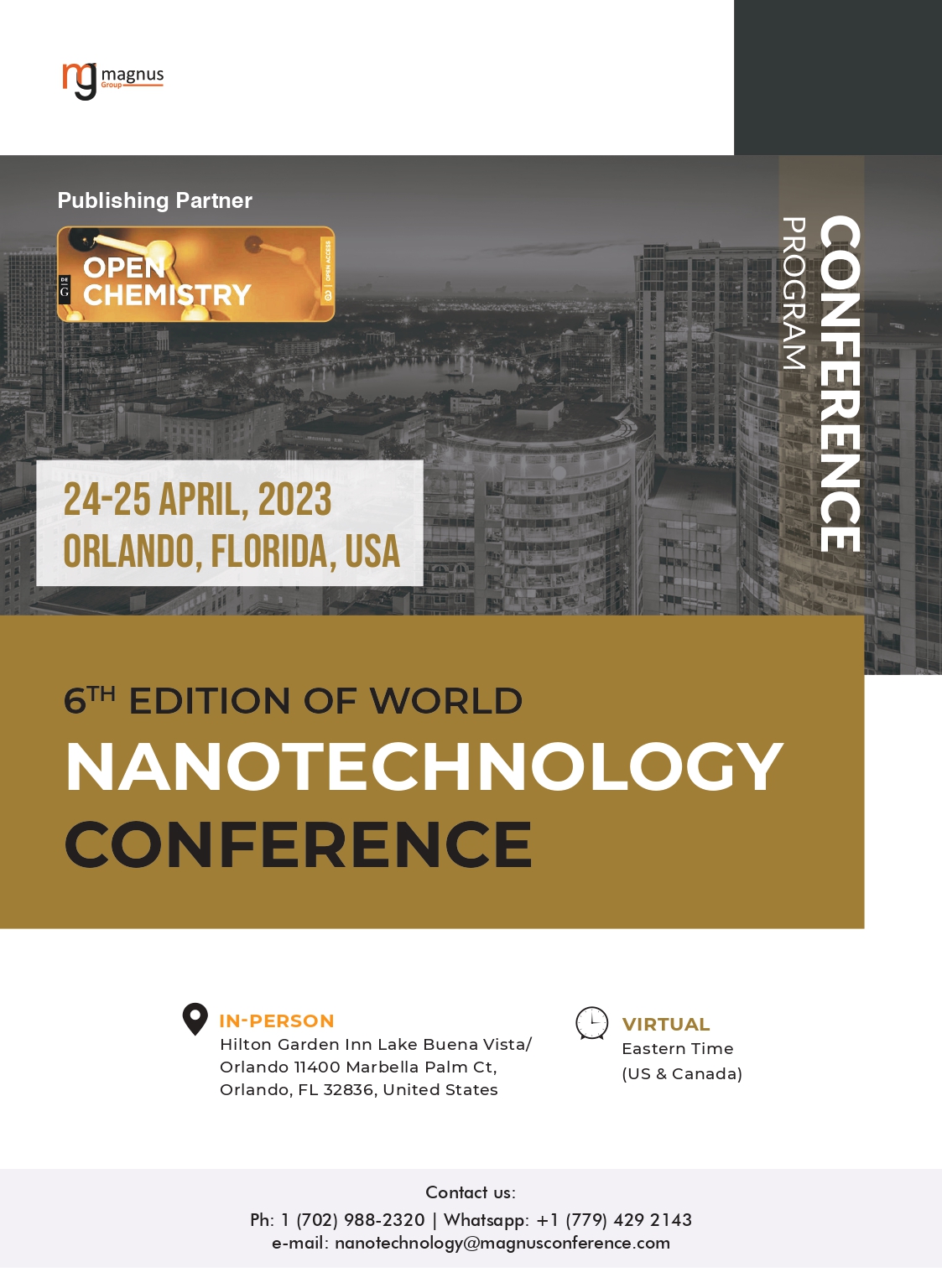 6th Edition of  World Nanotechnology Conference | Orlando, USA Program